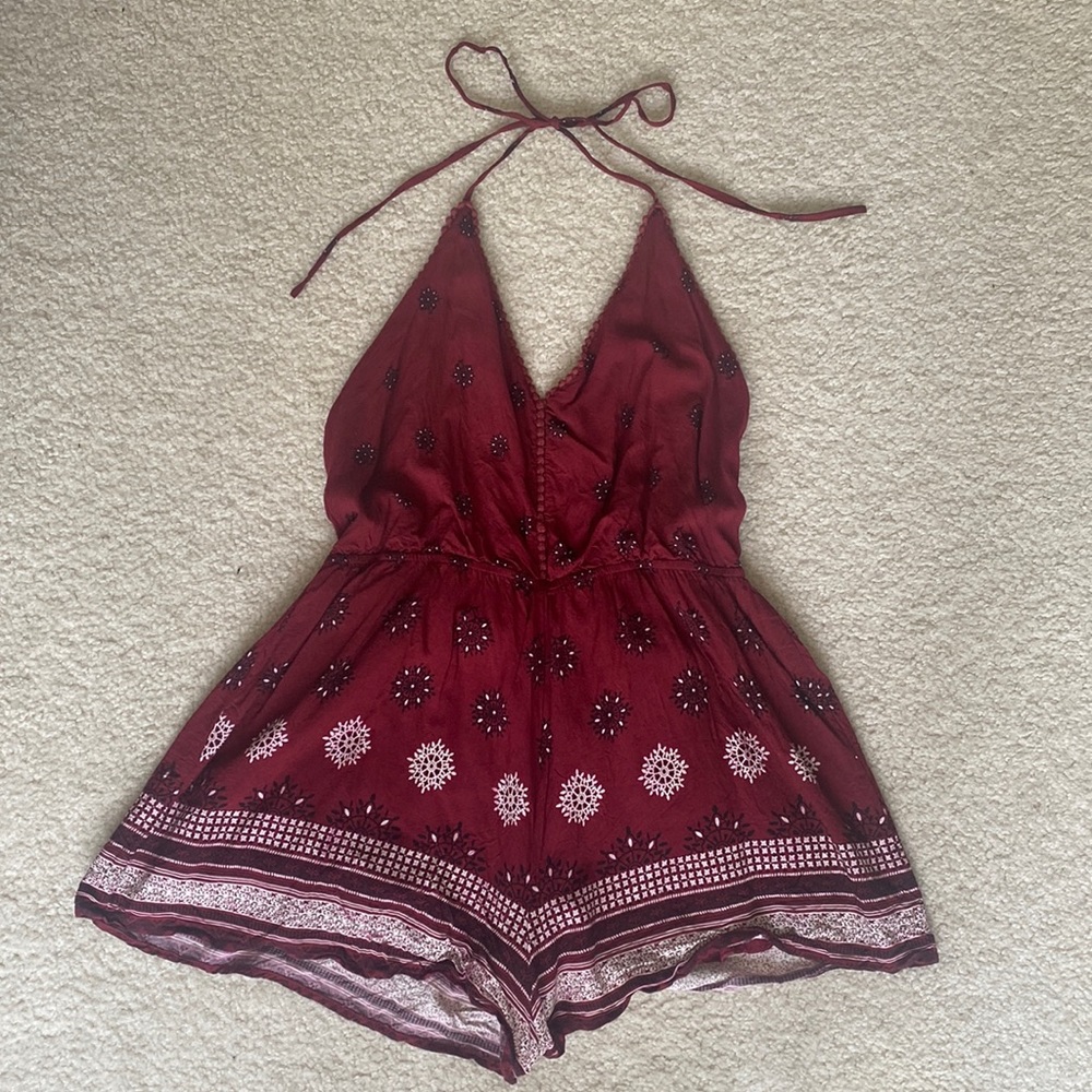 Maroon TOBI halter neck romper